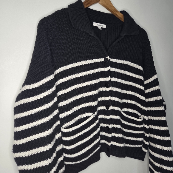 Madewell Black and White Striped Cardigan - Picture 2 of 6